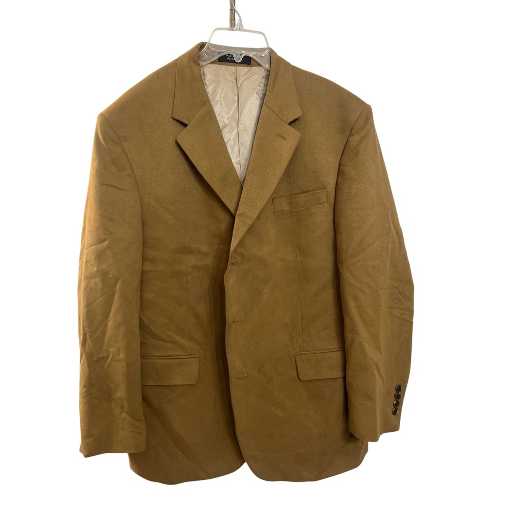 Gianfranco Ruffini Mens Faux Suede Blazer Sport Coat Tan 48R 4B015C
